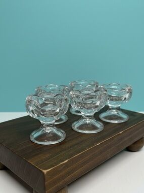 Vintage Clear Glass Footed Salt Cellar Dips - Set of 5